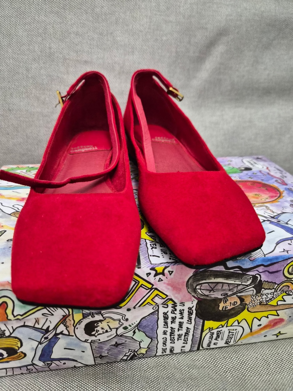Jeffrey Campbell Red Suede Mary Jane Flats